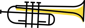 Classic Brass Trumpet Clipart Design with Bold Yellow and Black Outline