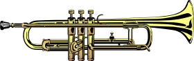 Classic Brass Trumpet Clipart: Elegant Musical Instrument Illustration for Design Projects