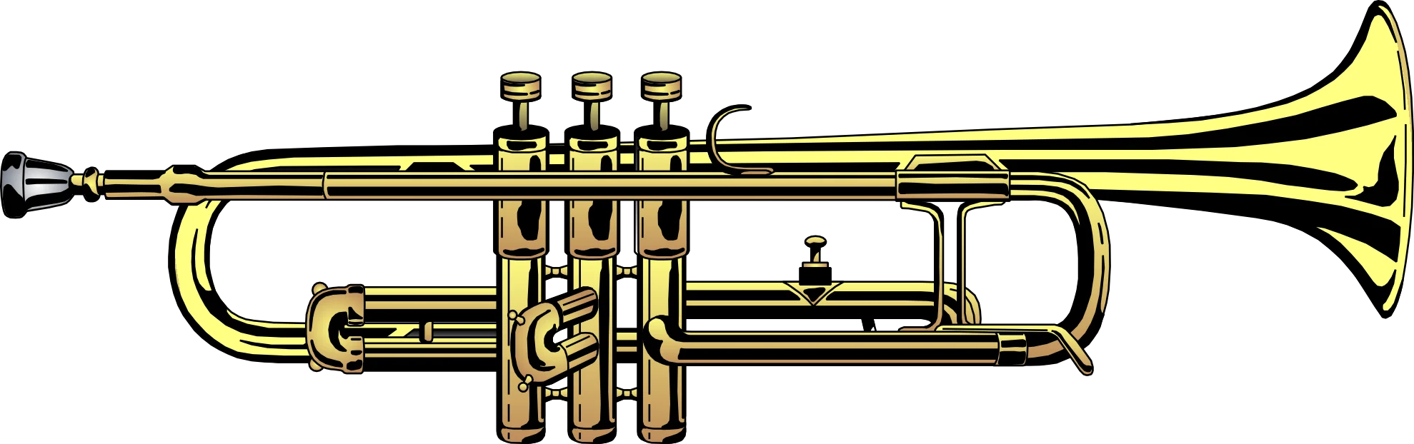 Classic Brass Trumpet Clipart: Elegant Musical Instrument Illustration for Design Projects