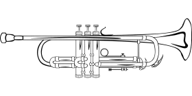 Classic Brass Trumpet Outline Clipart Illustration for Musical Design