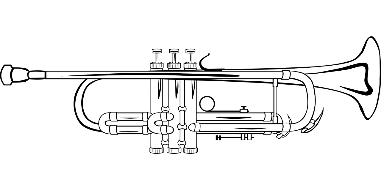 Classic Brass Trumpet Outline Clipart Illustration for Musical Design