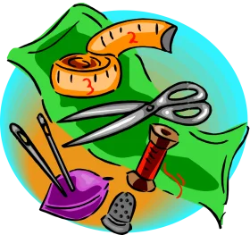 Crafting Essentials Clipart: Sewing and Tailoring Tools Illustration Design