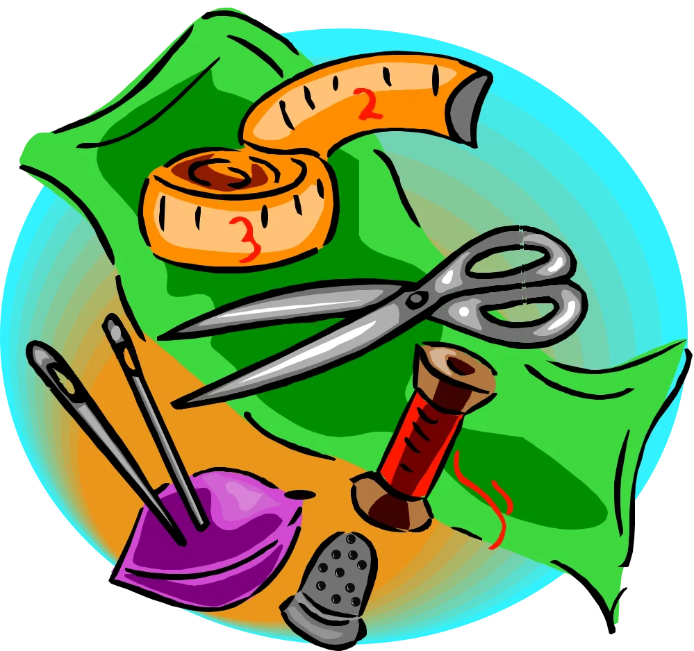 Crafting Essentials Clipart: Sewing and Tailoring Tools Illustration Design