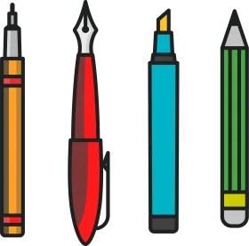 Creative Writing and Drawing Tools Clipart: Essential Stationery Icons