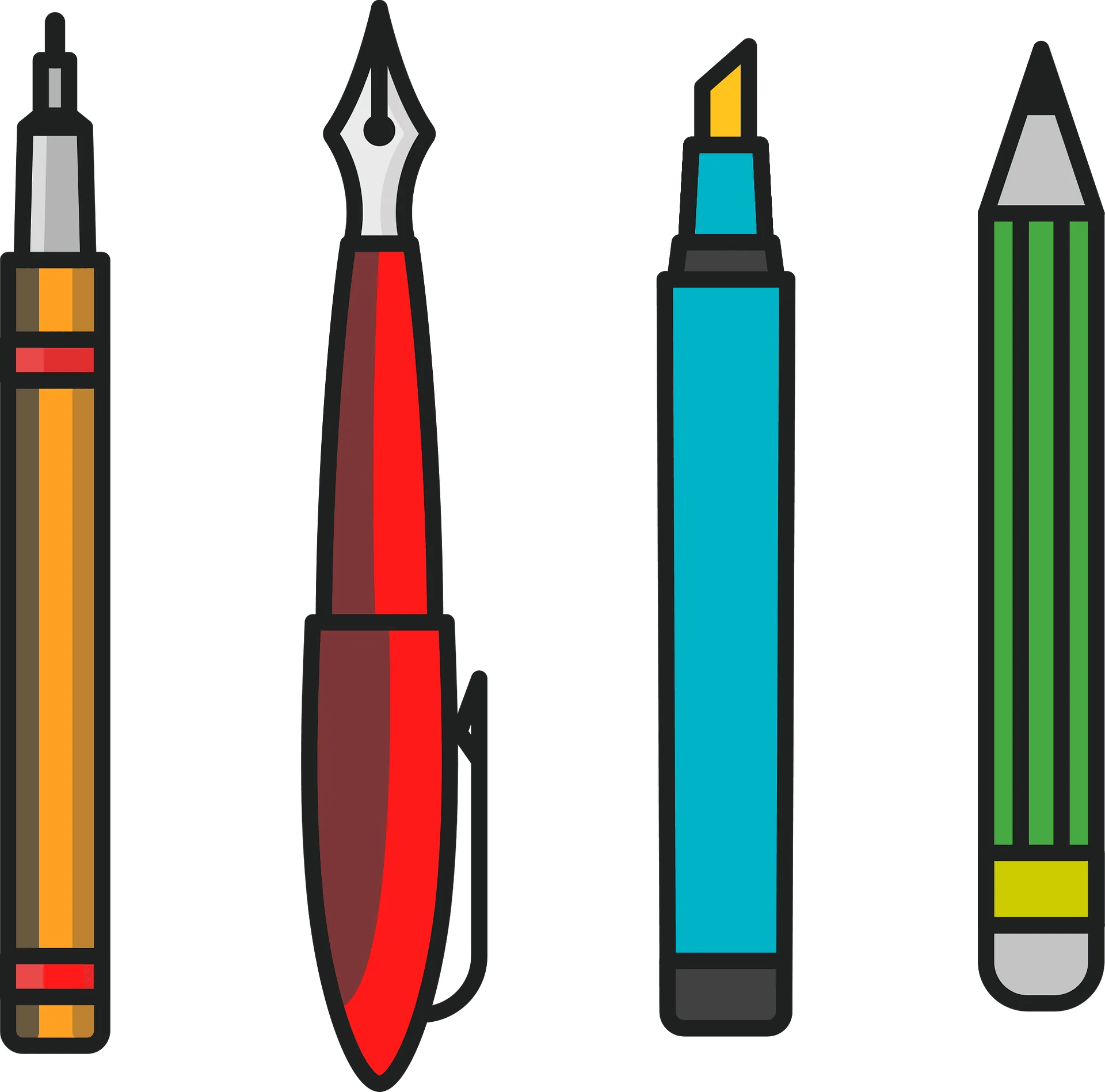 Creative Writing and Drawing Tools Clipart: Essential Stationery Icons
