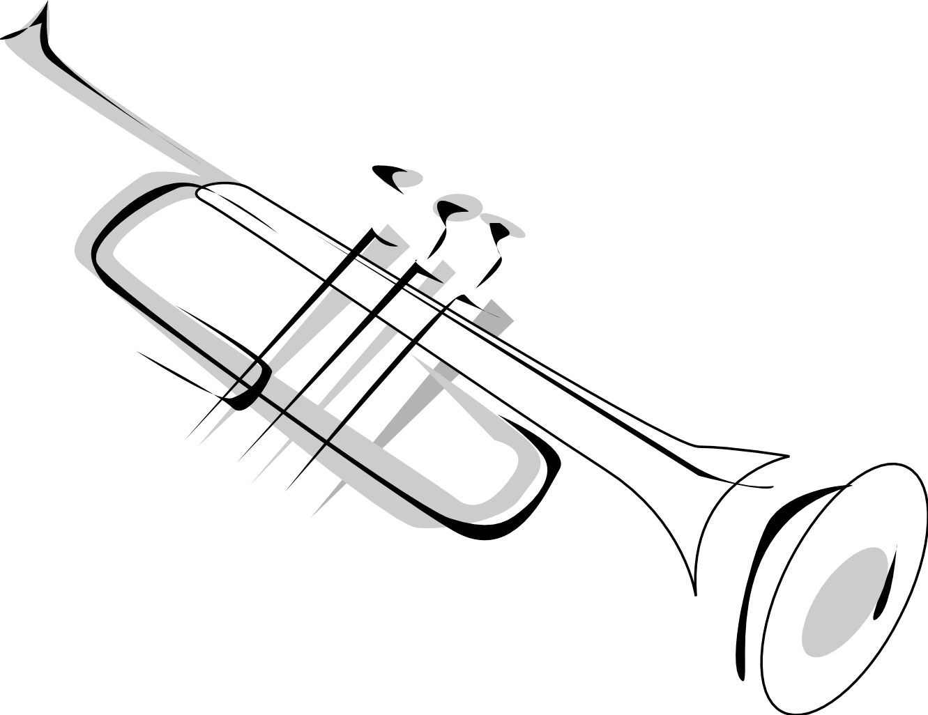 Elegant Black and White Trumpet Clipart Illustration for Musical Design
