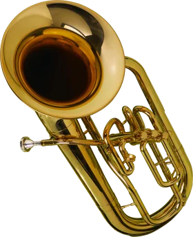 Gleaming Golden Euphonium Brass Instrument Clipart with Intricate Valves
