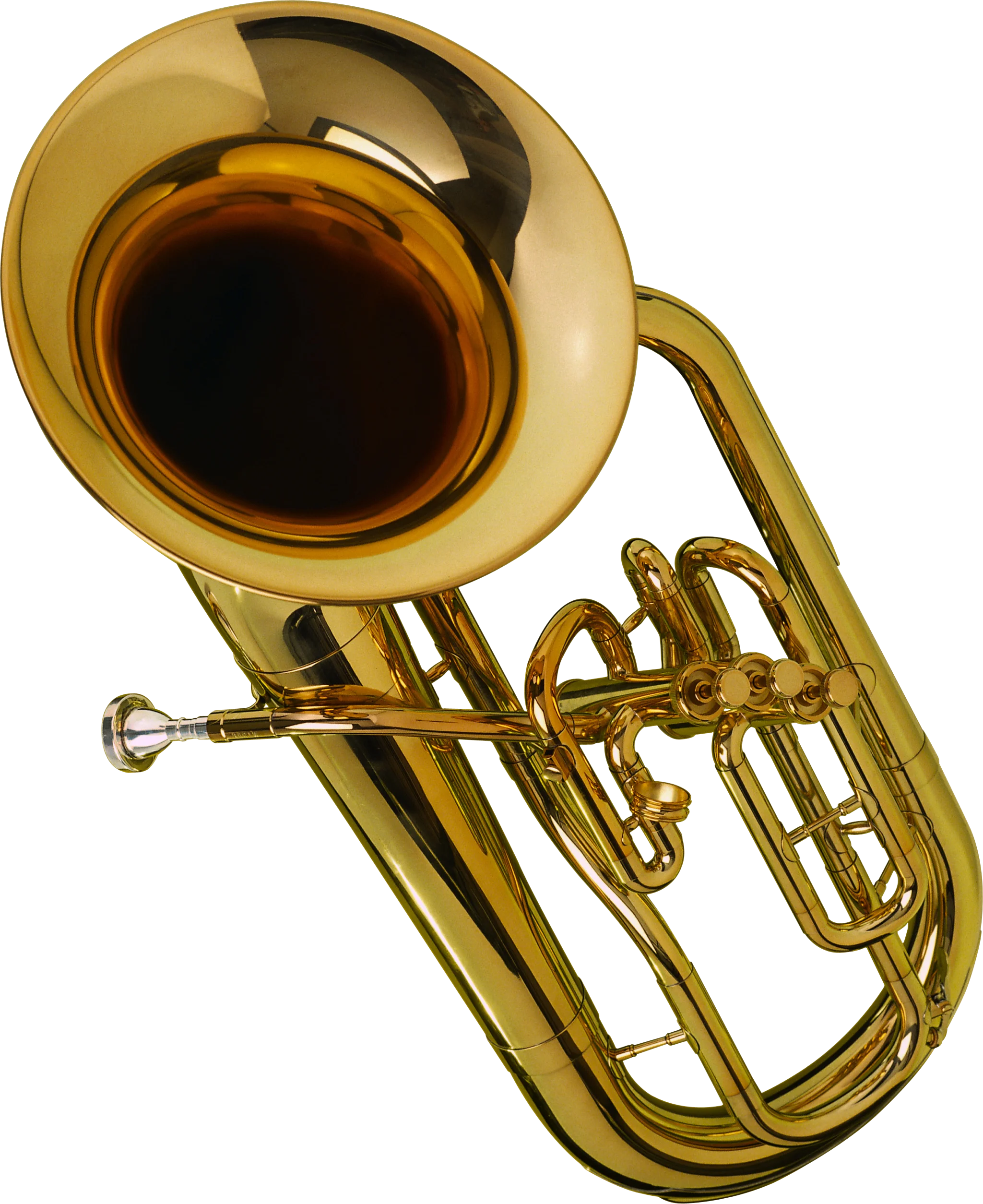 Gleaming Golden Euphonium Brass Instrument Clipart with Intricate Valves