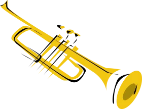 Gleaming Golden Trumpet Clipart Illustration with Stylized Musical Instrument Design