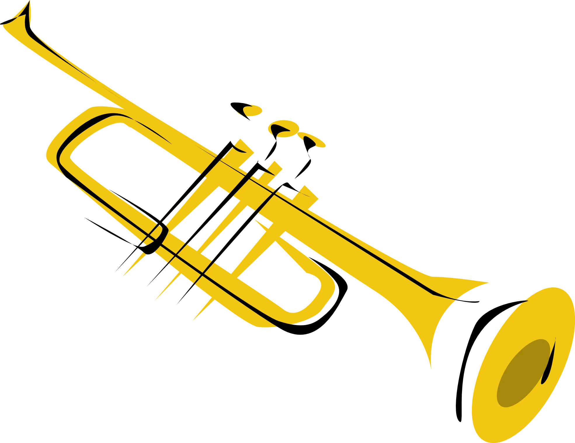 Gleaming Golden Trumpet Clipart Illustration with Stylized Musical Instrument Design