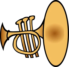 Golden Brass Trumpet Clipart: A Stylized Musical Instrument Illustration