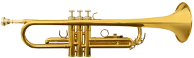 Golden Brass Trumpet Clipart: Elegant Musical Instrument Illustration with Shining Finish