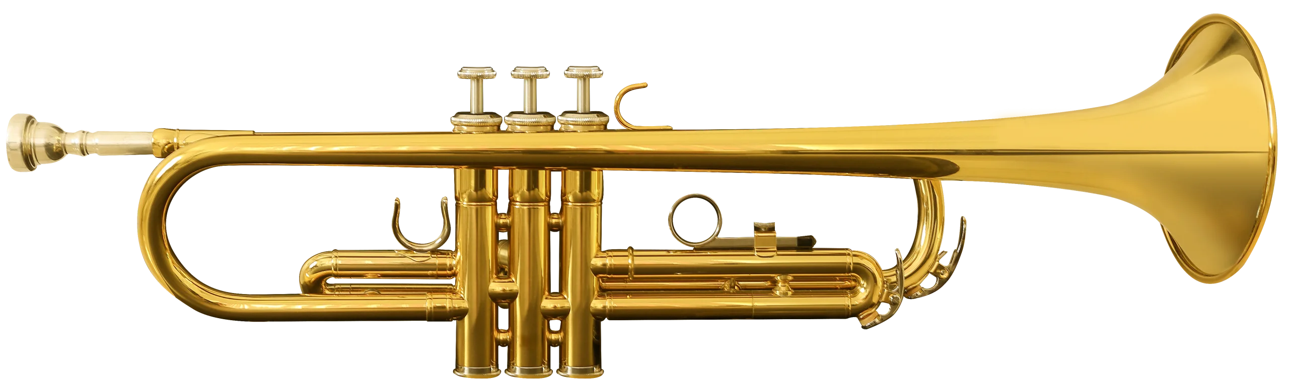 Golden Brass Trumpet Clipart: Elegant Musical Instrument Illustration with Shining Finish