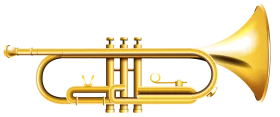 Golden Brass Trumpet Clipart Illustration - Musical Instrument Graphic Design