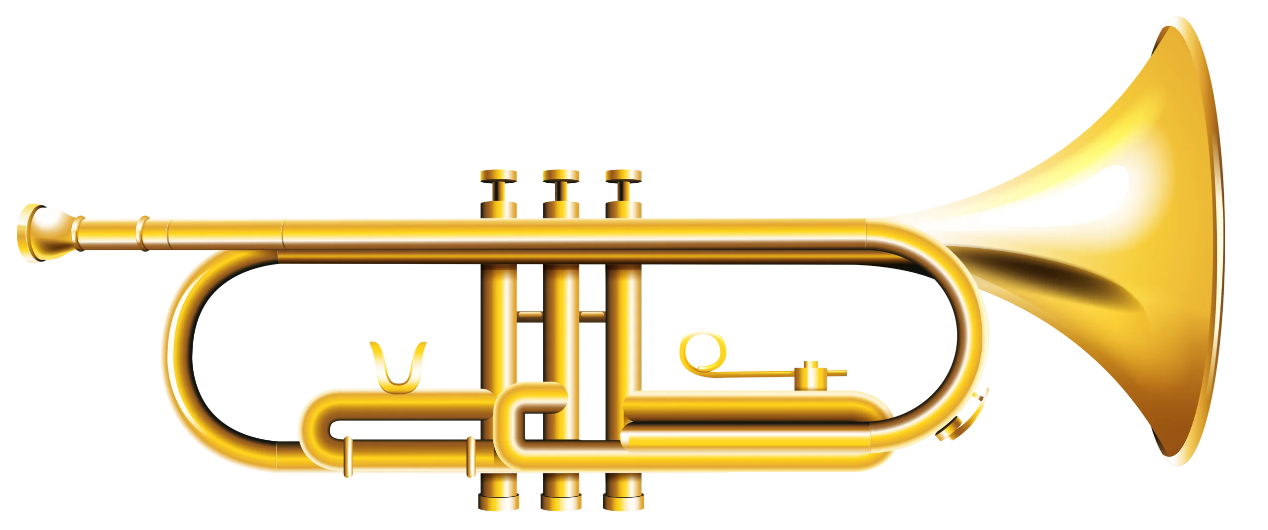 Golden Brass Trumpet Clipart Illustration - Musical Instrument Graphic Design