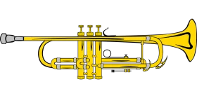 Golden Brass Trumpet Clipart Illustration - Musical Instrument Vector Design