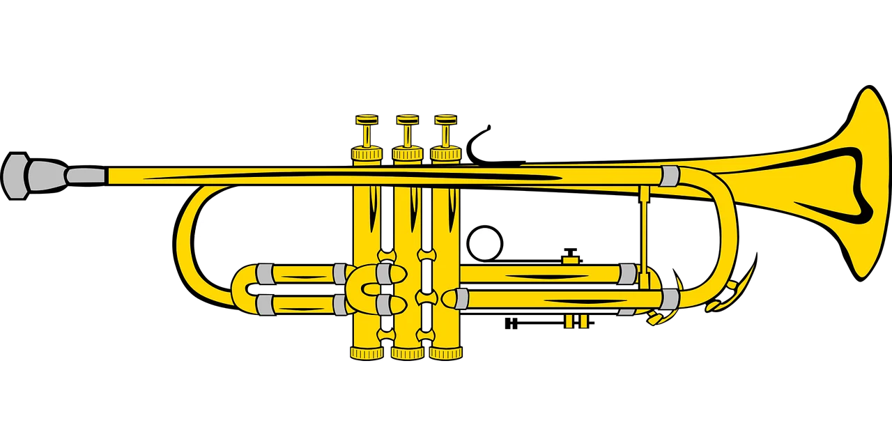 Golden Brass Trumpet Clipart Illustration - Musical Instrument Vector Design