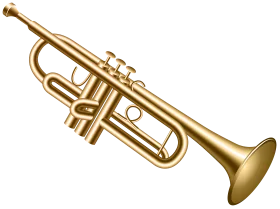 Golden Brass Trumpet Clipart Illustration with Elegant Musical Design