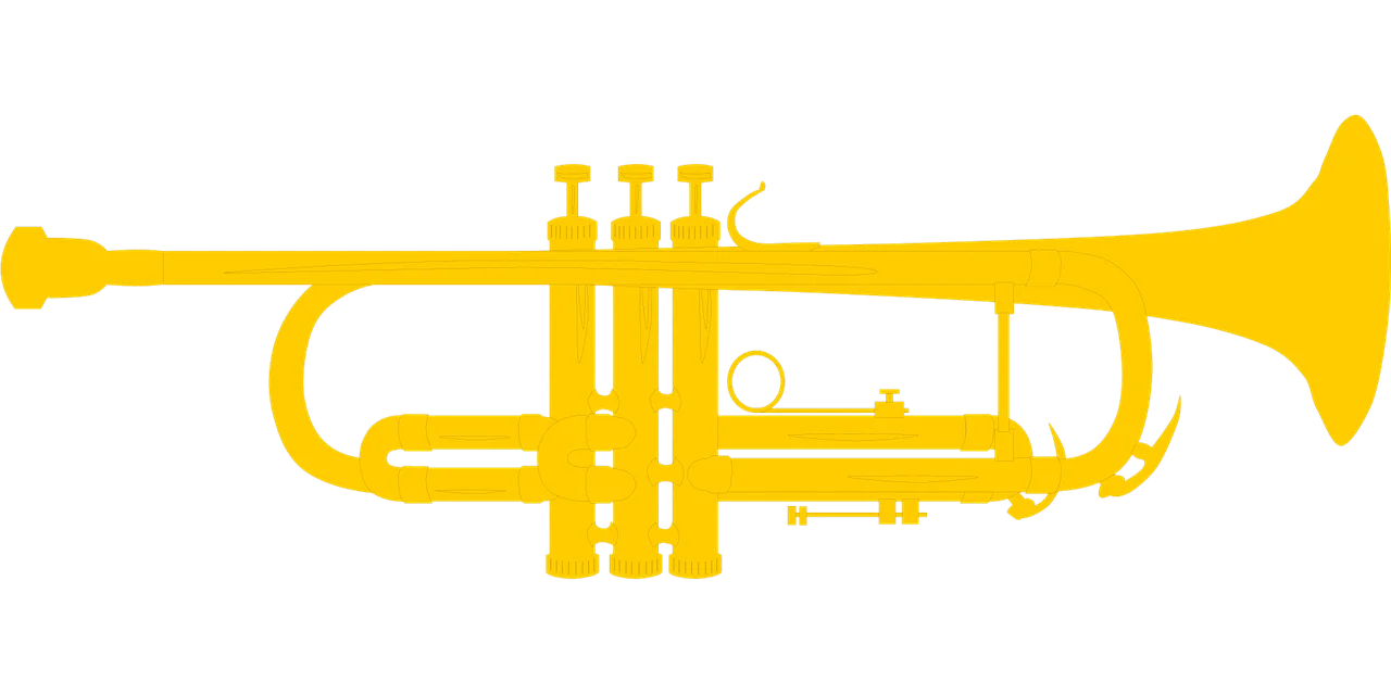 Golden Brass Trumpet Clipart Illustration with Elegant Musical Instrument Design