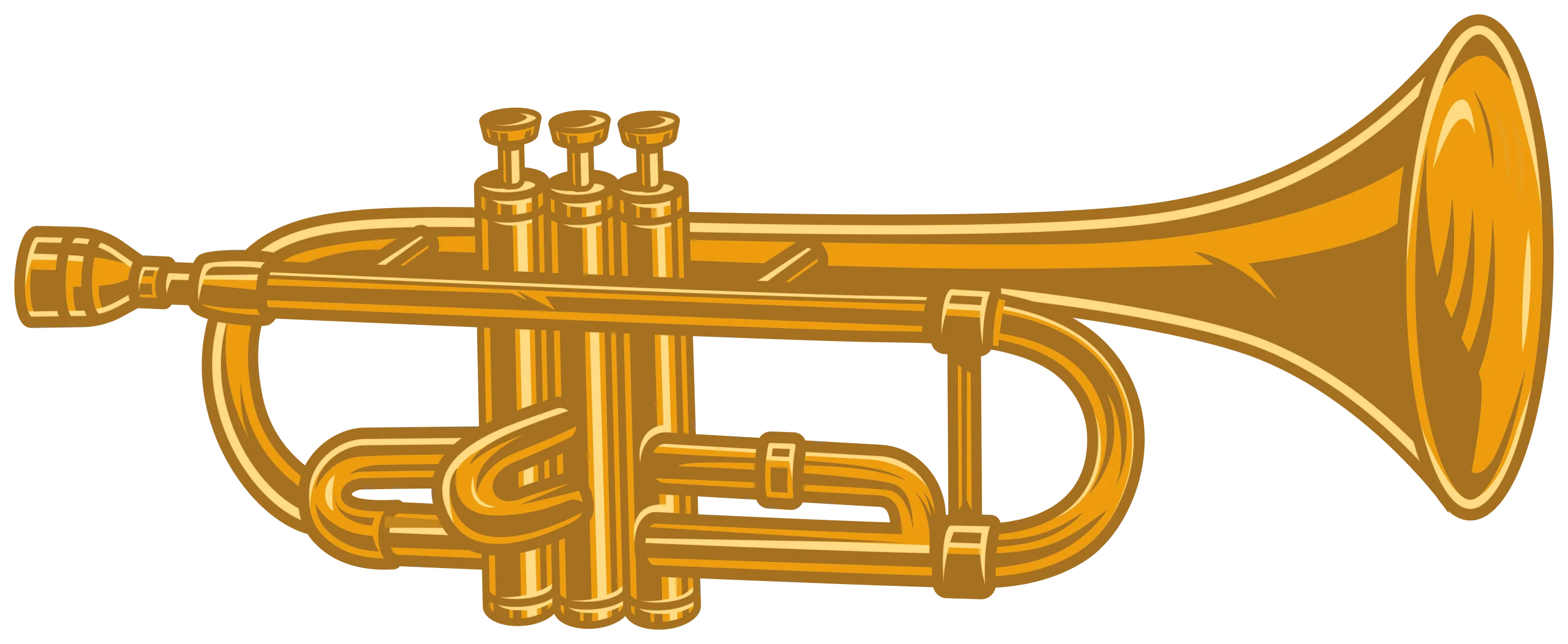 Golden Brass Trumpet Clipart Illustration with Gleaming Musical Instrument Details