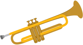 Golden Brass Trumpet Clipart Illustration with Gleaming Musical Instrument Details