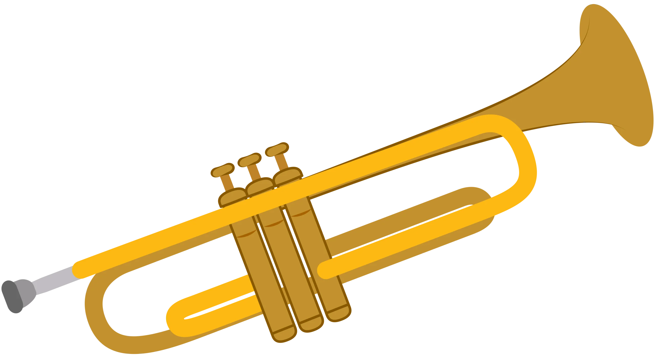 Golden Brass Trumpet Clipart Illustration with Gleaming Musical Instrument Details