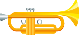 Golden Brass Trumpet Clipart Illustration with Sleek Design and Musical Essence