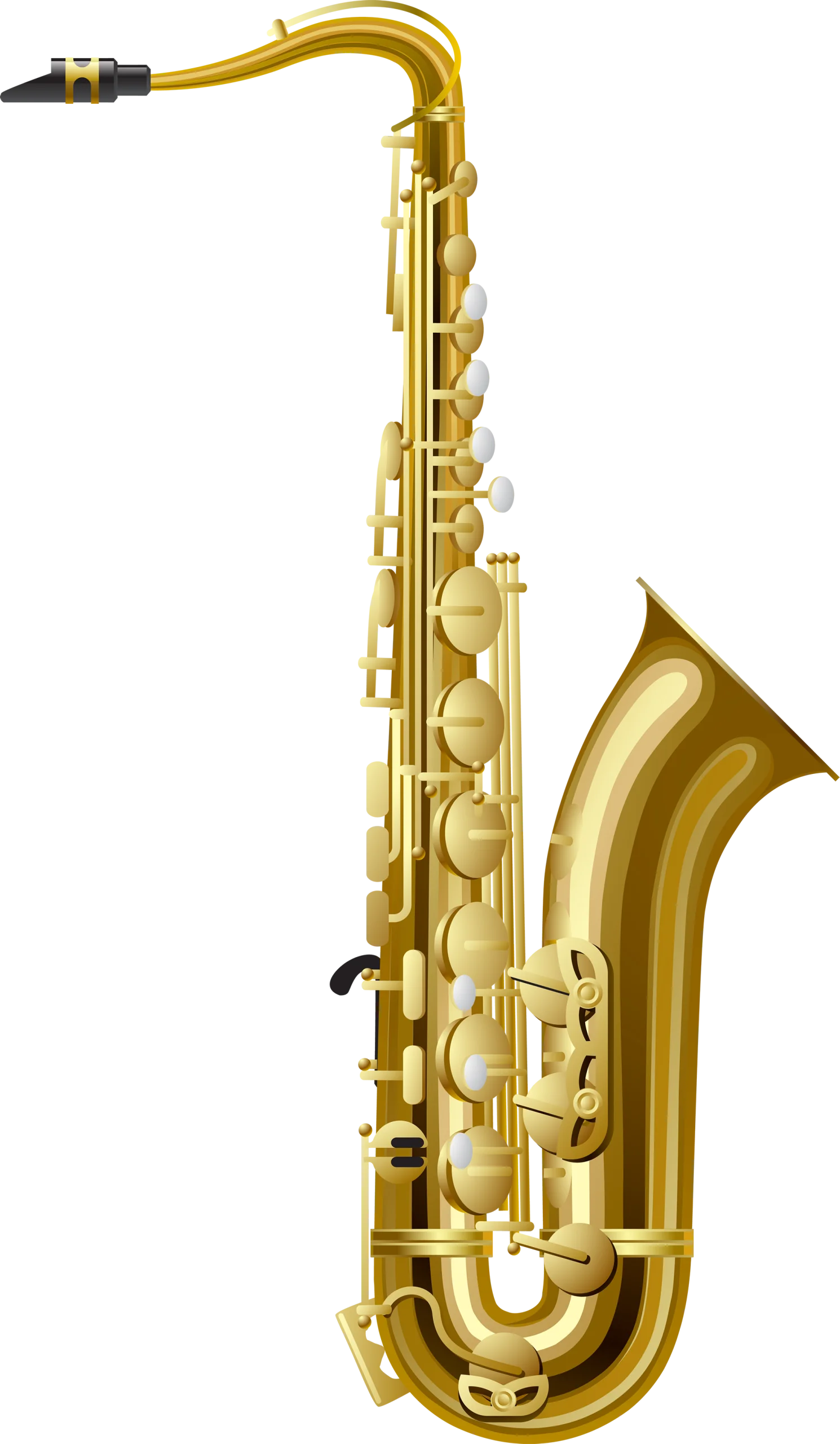 Golden Saxophone Musical Instrument Clipart with Elegant Brass Design