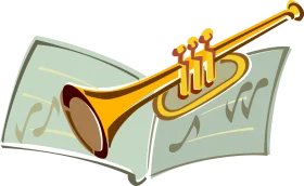 Golden Trumpet Musical Instrument Stylized Cartoon Clipart Illustration