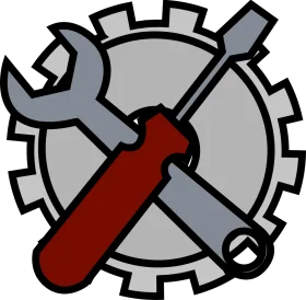 Industrial Maintenance Clipart: Wrench and Gear Repair Symbol Design