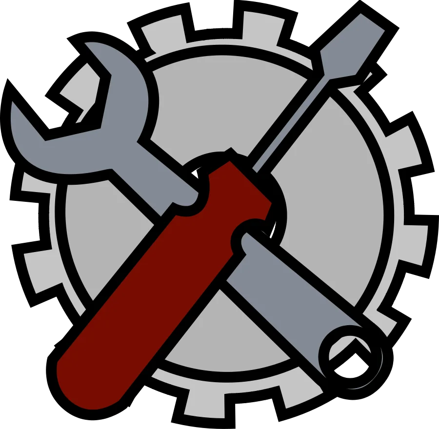 Industrial Maintenance Clipart: Wrench and Gear Repair Symbol Design