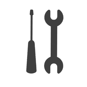 Minimalist Black and White Tools Clipart - Screwdriver and Wrench Silhouettes