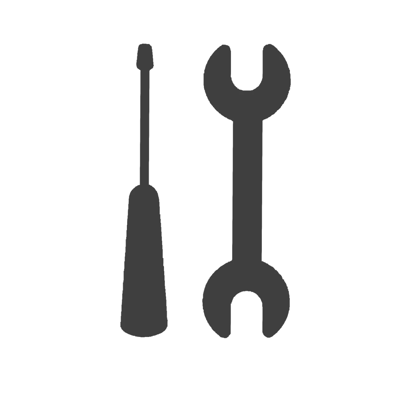 Minimalist Black and White Tools Clipart - Screwdriver and Wrench Silhouettes