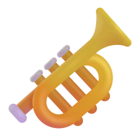 Playful Golden Trumpet Clipart with Soft Gradient Color Palette