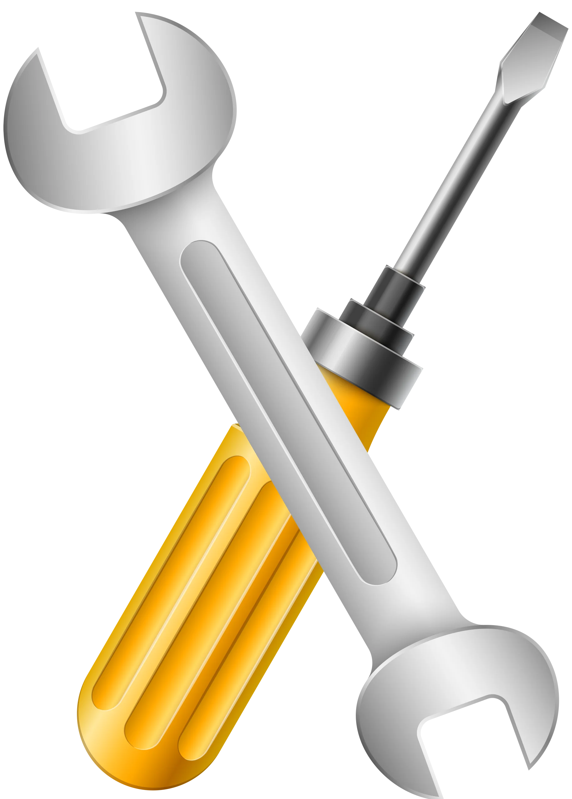 Precision Engineering Tools Clipart: Wrench and Screwdriver in Harmonious Design