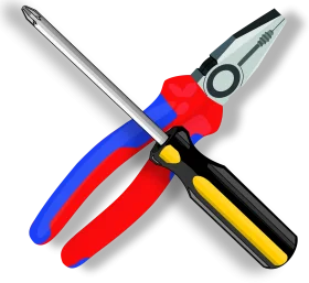 Professional Hand Tools Clipart Illustration - Screwdriver and Pliers Ensemble