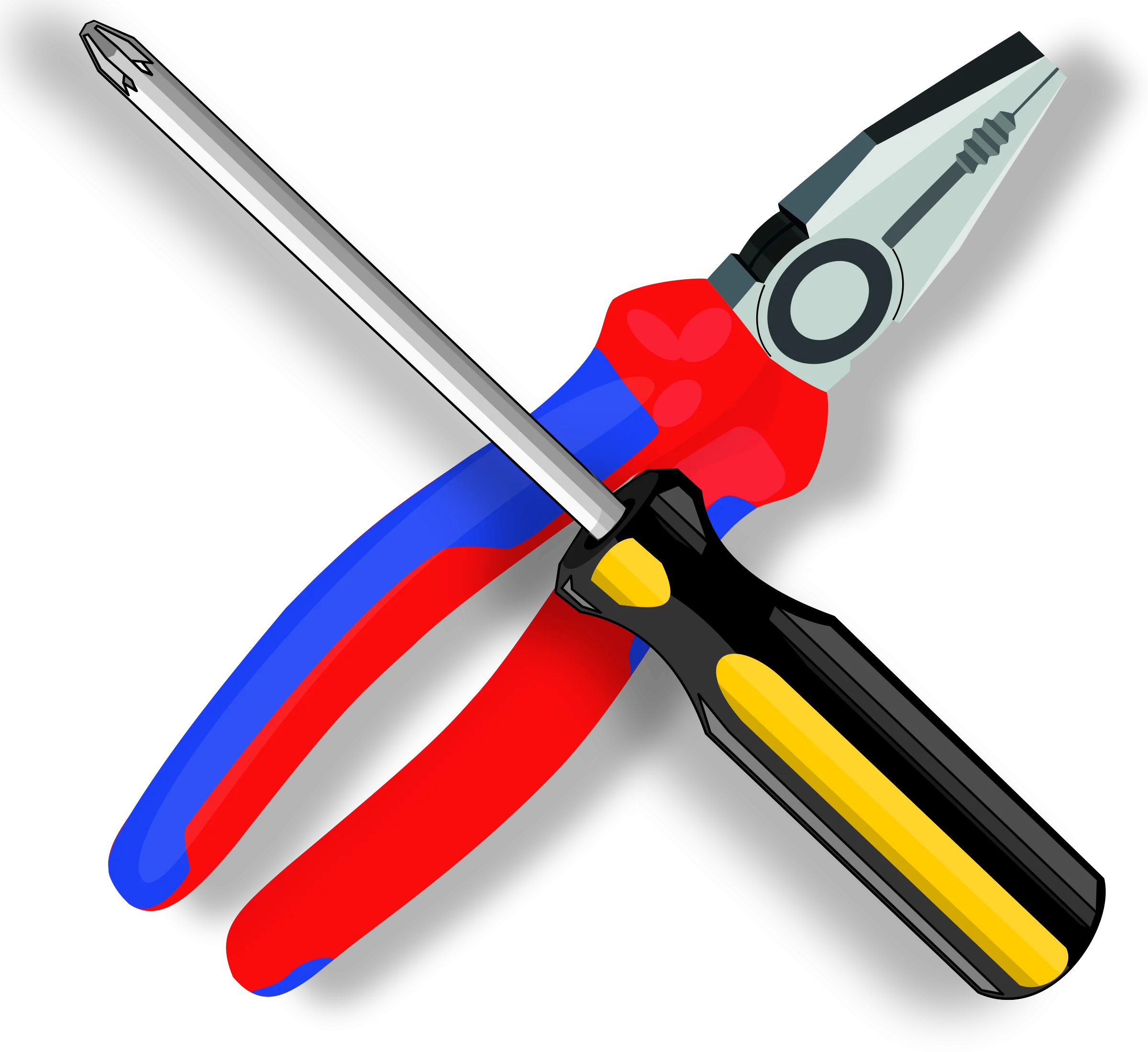 Professional Hand Tools Clipart Illustration - Screwdriver and Pliers Ensemble