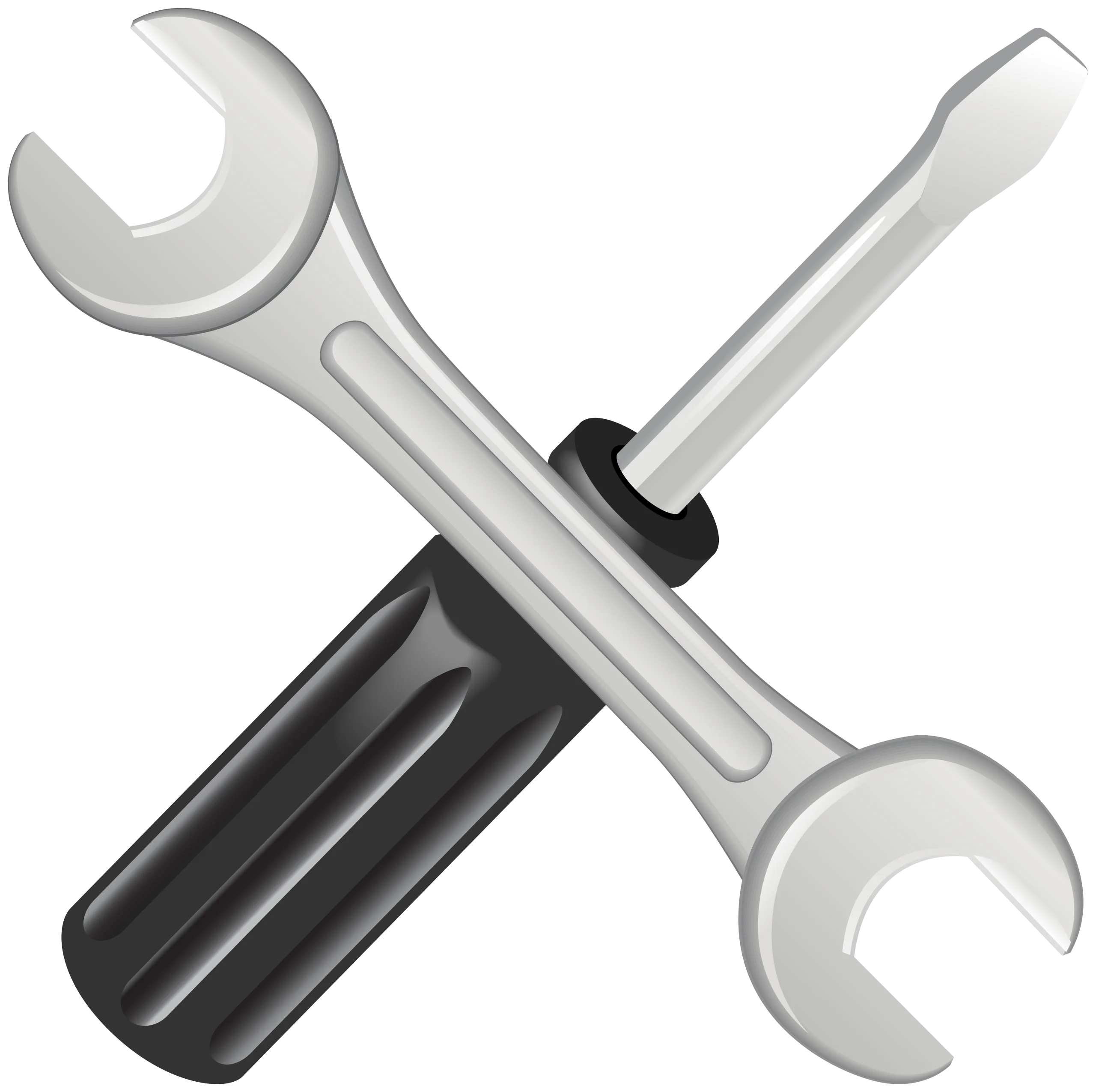 Professional Mechanical Tools Clipart: Sleek Wrench and Screwdriver Design