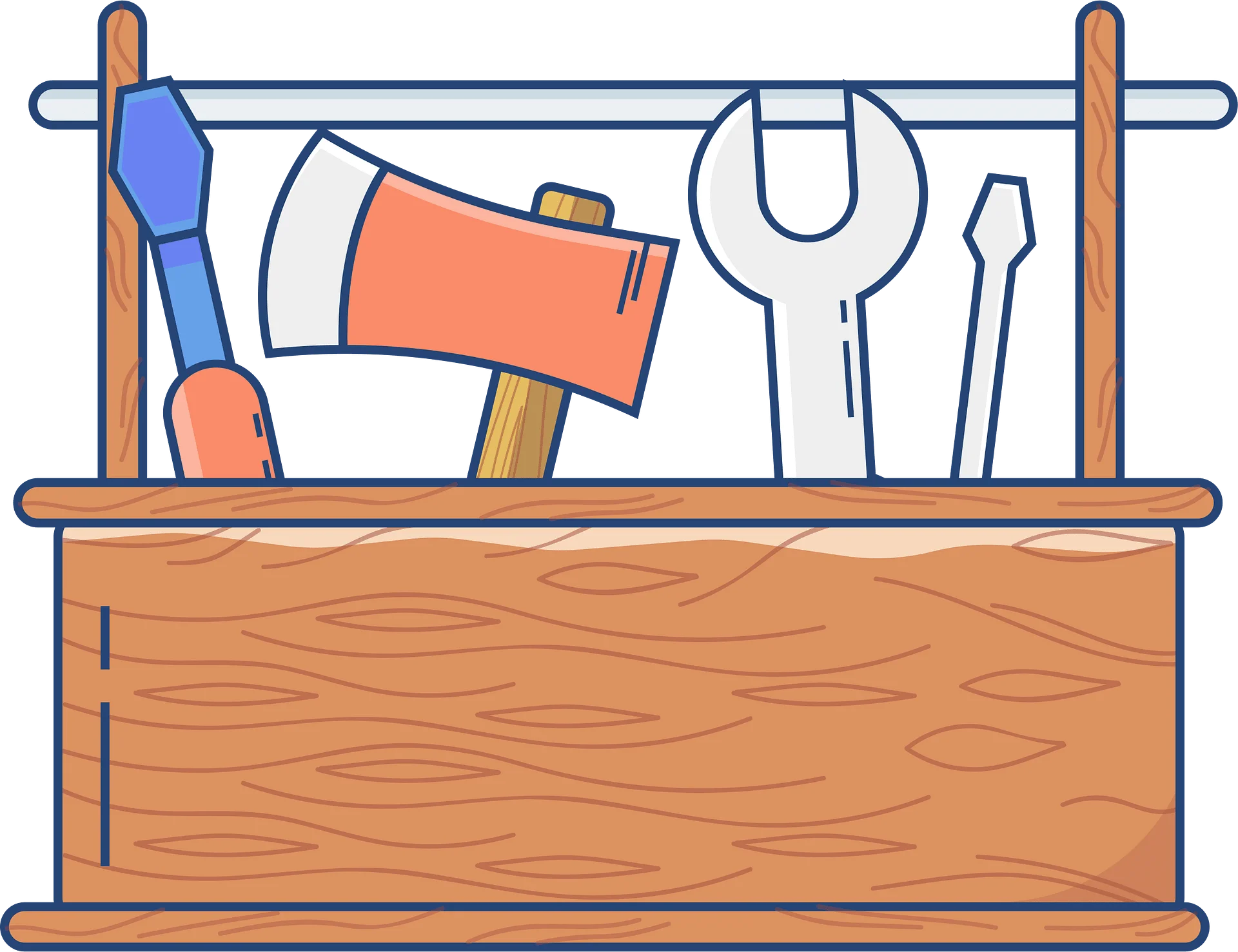 Rustic Workshop Essentials: A Charming Tools Clipart Illustration of Craftsmanship
