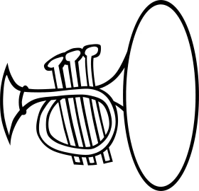 Stylized Black and White Musical Instrument Trumpet Clipart Design