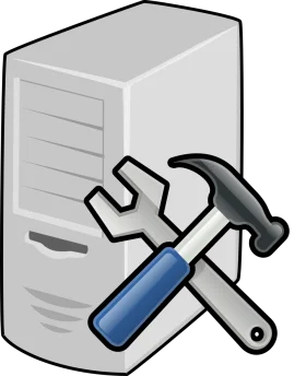 Technical Support and Repair Tools Clipart: Wrench and Hammer Graphic Design