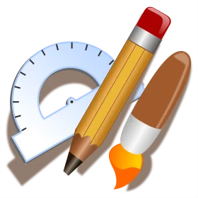 Classic School Drafting Tools Clipart: Protractor, Pencil, and Rocket Eraser