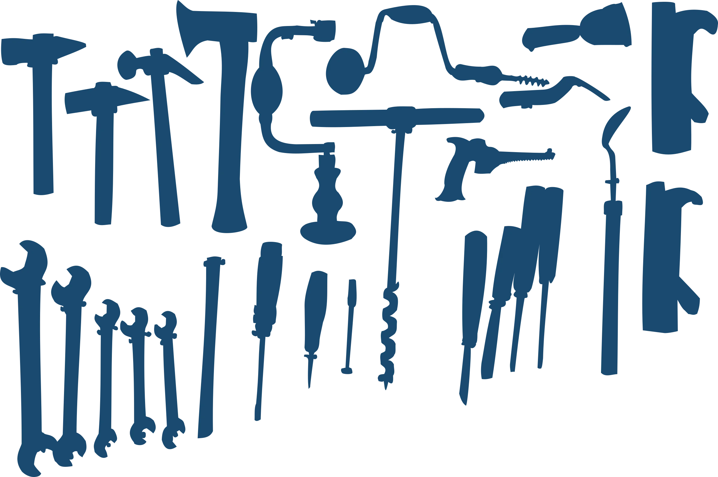 Comprehensive Blue-Toned Workshop and Handyman Tools Silhouette Clipart Collection