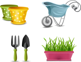 Essential Gardening Clipart Collection: Tools and Planters for Green Enthusiasts