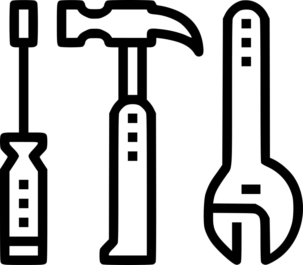 Essential Hand Tools Clipart: Screwdriver, Hammer, and Wrench Silhouettes