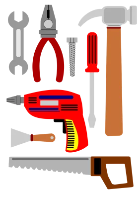 Essential Home Repair and DIY Workshop Hand Tools Colorful Clipart Collection