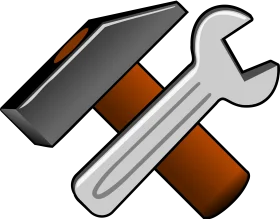 Hammer and Wrench Crossed: Professional Repair Tools Clipart Icon Design