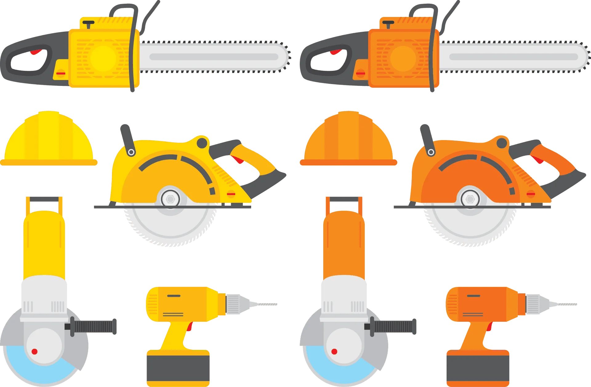 Professional Construction and Woodworking Tools Colorful Clipart Collection