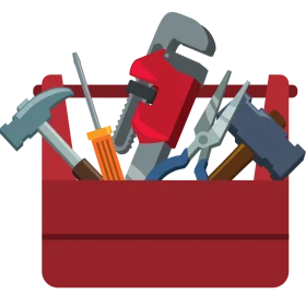 Professional Red Toolbox Clipart with Essential Repair and Maintenance Tools