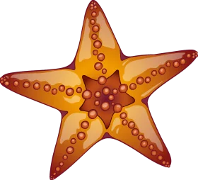 Artistic Golden Starfish Clipart with Warm-Toned Textured Surface Design